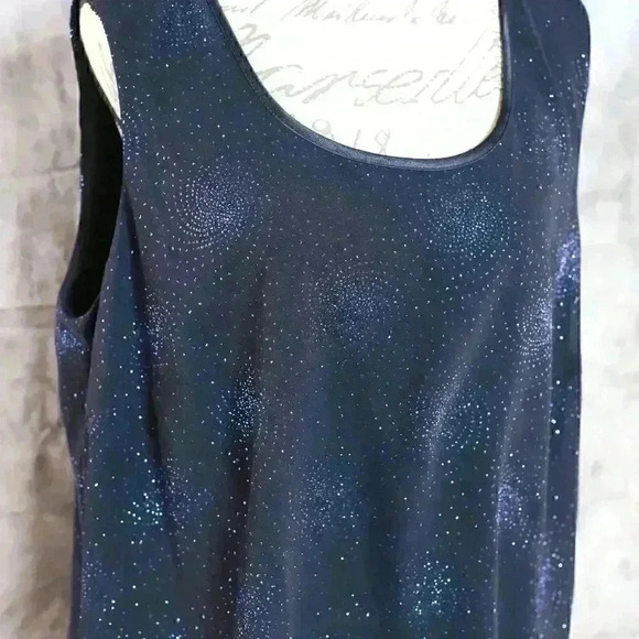 Women's Dana Kay Size 18W navy blue pinwheel/sparkle design camisole - Picture 4 of 11